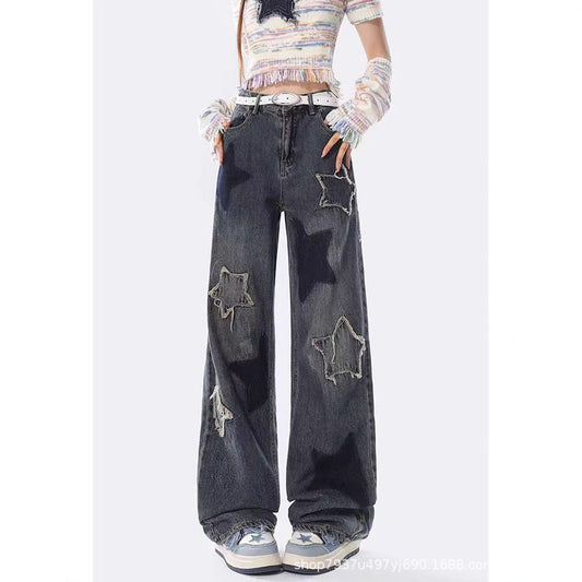 Black Y2K Star Girl Jeans