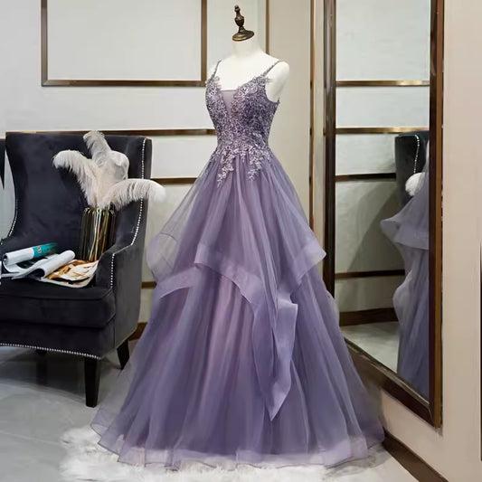Lavender Tulle Lace Gown