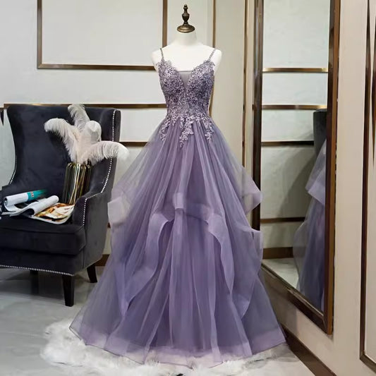 Lavender Tulle Lace Gown